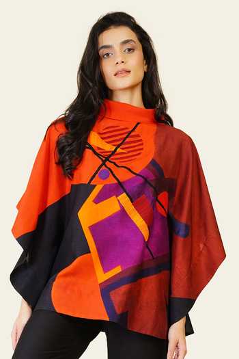 Taika By Poonam Bhagat Multicolor Geometric Shape Print Top 
