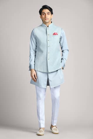 Char Chaand Geometric Bundi Set With Solid Kurta 