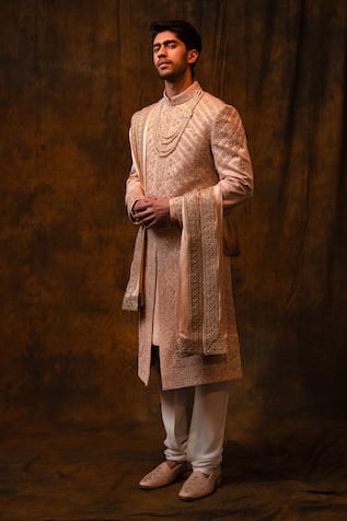 Char Chaand Aari Hand Embroidered Sherwani Set 