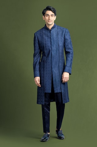 Char Chaand Geometric Embroidered Sherwani With Pant 