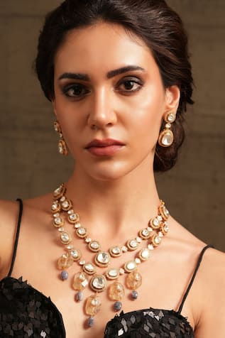 Layered Polki Stone Necklace Set 