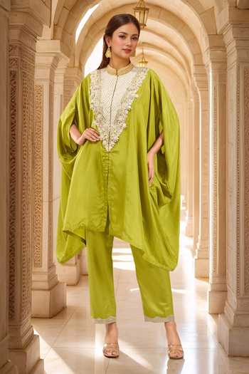 Prisho Floral Resham Embroidered Kaftan Set 