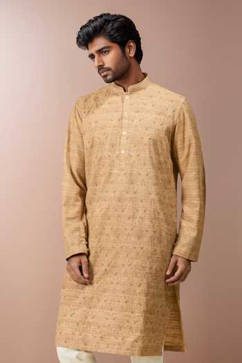 Ankita Shahabadi Beige Thread Embroidered Kurta 
