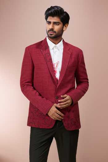 Ankita Shahabadi Linen Abstract Embroidered Blazer 