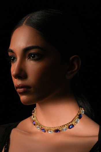 Bijoux By Priya Chandna Gold Plated Crystal Choker Necklace 
