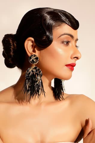 Black Blossom Dangler Earrings 