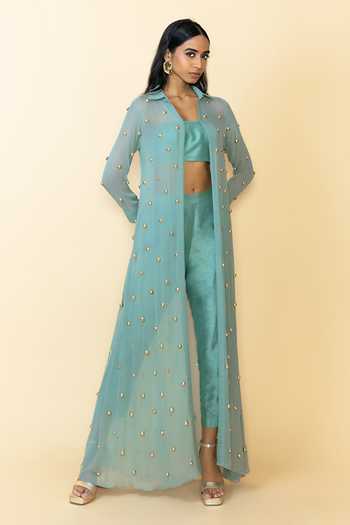 Maison Blu Stud Embellished Jacket Pant Set 