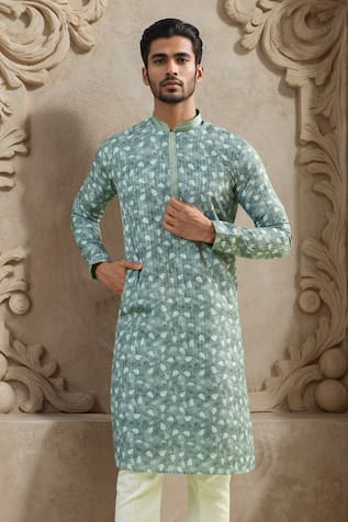Floral Print Embroidered Kurta 