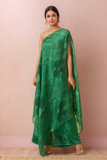 Paulmi And Harsh Asymmetric Hem Printed Tunic & Flared Pant 