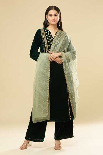 Pouli Pret Zari Embroidered Kurta Palazzo Set 