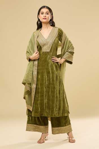 Pouli Pret Zari & Mirror Embroidered Kurta Set 