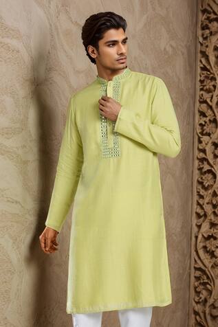 Mandarin Collar Mirror Embroidered Kurta 