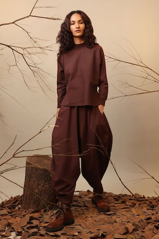 MATI Brown Dhoti Style Balloon Pant 