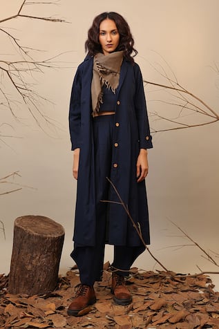 MATI Blue Long Trench Jacket 