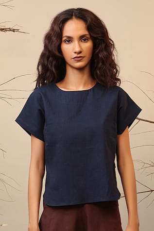 MATI Color Blocked Blue Top 