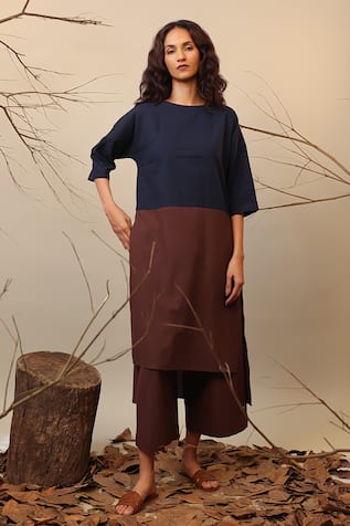 MATI Dual Ruka Color Block Asymmetric Tunic 