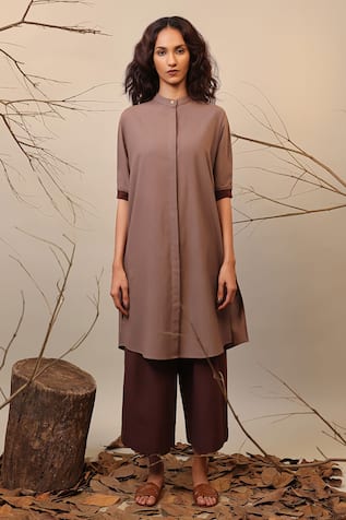 MATI Solid Long Tunic & Pant Set 