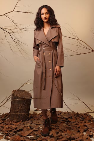 MATI Cotton Trench Overlap Dress With Belt 