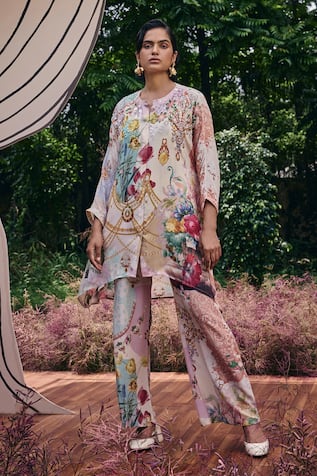 Floral Pattern High Waist Pant 