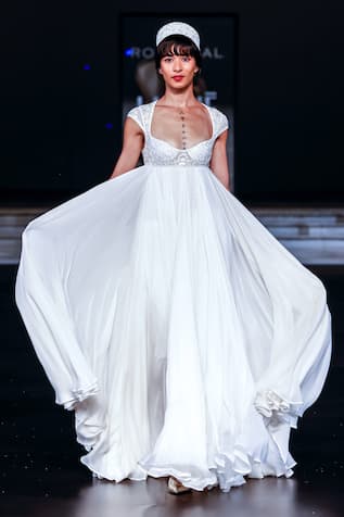 Rohit Bal Ivory Floral Embroidered Anarkali Set 