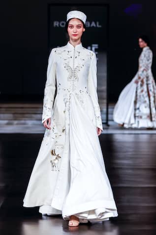 Rohit Bal Ivory Sequin Embroidered Longline Jacket 