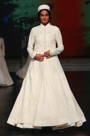 Rohit Bal Ivory Floral Embroidered Longline Jacket 