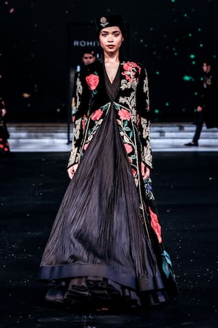 Rohit Bal Embroidered Velvet Longline Jacket 