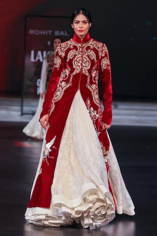 Rohit Bal Velvet Swirl Embroidered Long Jacket 