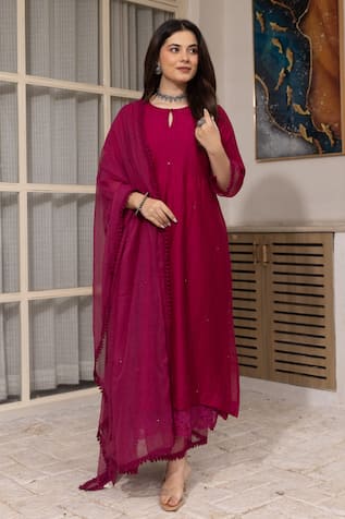 ASRUMO Mirror Embroidered Kurta Pant Set 