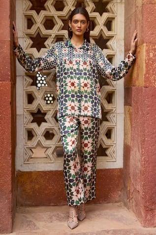 Dash and Dot Moroccan Mosaic Print Shirt With Pant 