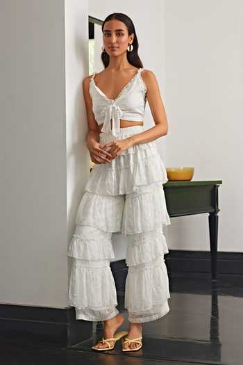 Kay Kay Tie-Up Top & Frill Tiered Pant Set 