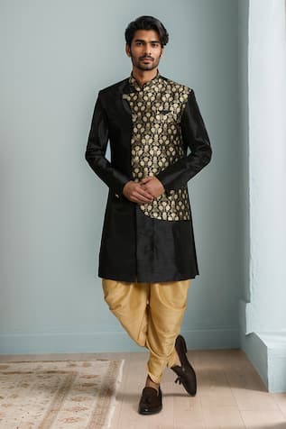 Lotus Placement Jacquard Woven Sherwani Set 