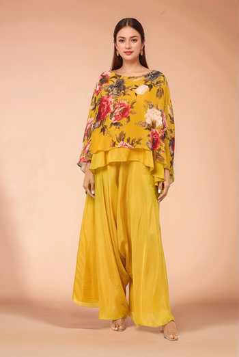 Kashmiraa Floral Print Cape Kurta & Dhoti Pant Set 