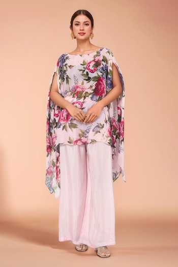 Kashmiraa Floral Print Kaftan Kurta & Flared Pant 