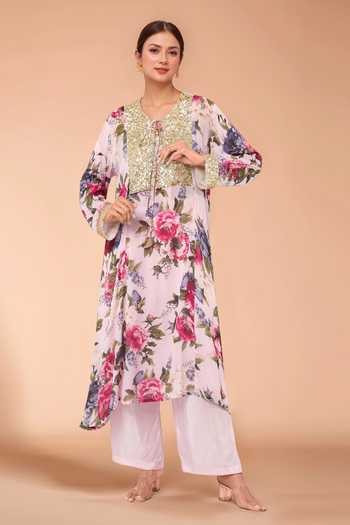 Kashmiraa Floral Sequin Embroidered Kurta Set 