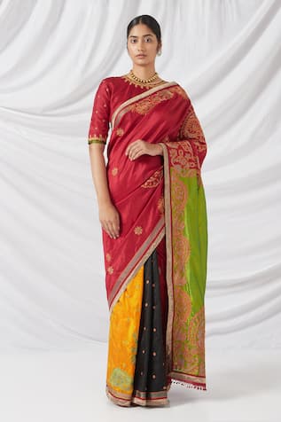 Latha Puttanna Deepavali Paisley Blossom Embroidered Saree With Blouse 