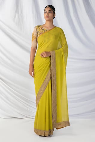 Latha Puttanna Niloufer Floral Dori Border Saree With Blouse 