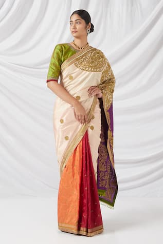 Latha Puttanna Deepavali Paisley Bloom Embroidered Saree With Blouse 