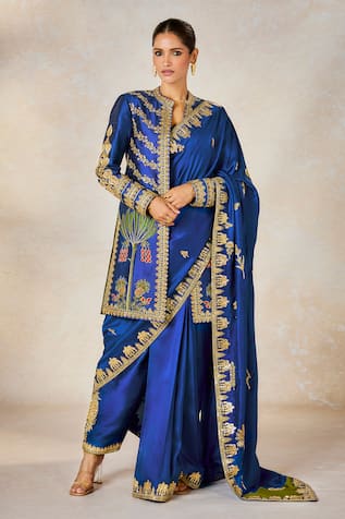 Masaba Neel Bahar Pre-Stitched Saree Set With Jacket