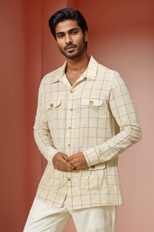 Ankita Shahabadi Checkered Off White Shacket 