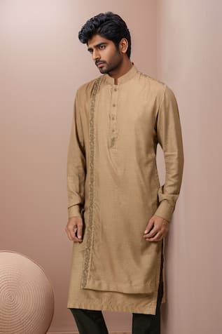 Ankita Shahabadi Zardozi Embroidered Olive Kurta 