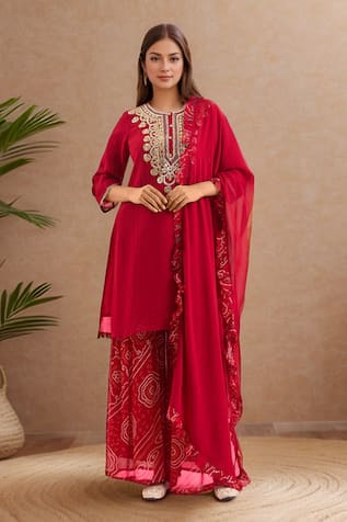 Samyukta Singhania Dori & Gota Embroidered Kurta Sharara Set 