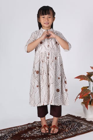 THE COTTON STAPLE A-line Abstract Print Kurta Set 