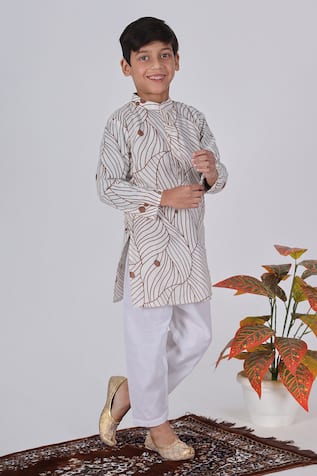 THE COTTON STAPLE Clay Abstract Print Kurta Set 