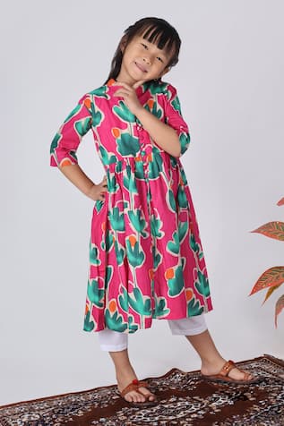 THE COTTON STAPLE Floral Print A-line Kurta Set 