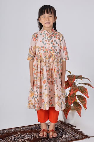 THE COTTON STAPLE Floral Print A-Line Kurta Set 