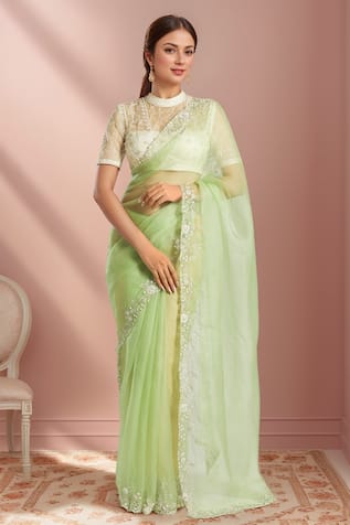 Samyukta Singhania Zardozi Embroidered Blouse & Saree Set 