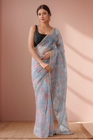 Samyukta Singhania Organza Floral Print Saree With Running Blouse 