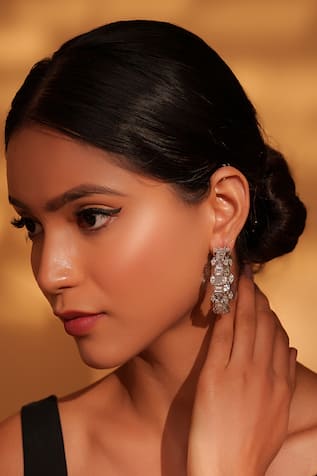 Faux Diamond Hoop Earrings 