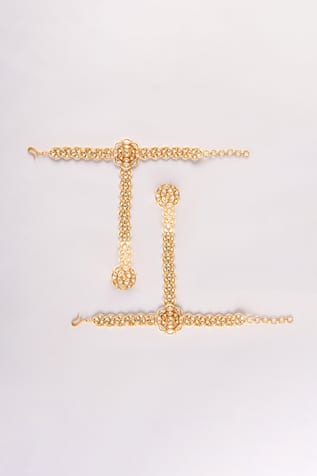 Kundan Polki Gold Haathphool Set 